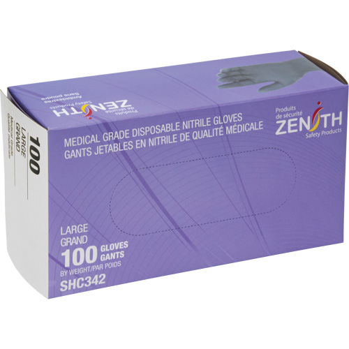Gants jetables de calibre m&eacute;dical, Grand, Nitrile, 6 mils, Sans poudre, Noir, Classe 2 Haskins Industrial Inc.