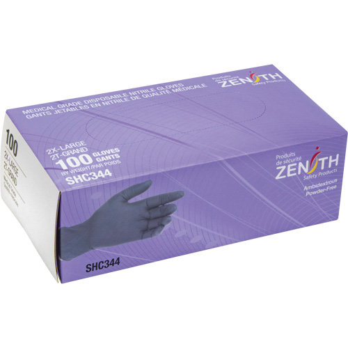 Gants jetables de calibre m&eacute;dical, 2T-Grand, Nitrile, 6 mils, Sans poudre, Noir, Classe 2 Haskins Industrial Inc.