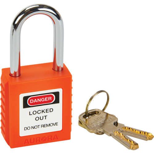 Verrouillage pour les consignations, Cadenas de s&eacute;curit&eacute;, Cl&eacute;s diff&eacute;rentes, Thermoplastique, Largeur de 1-1/2" Haskins Industrial Inc.