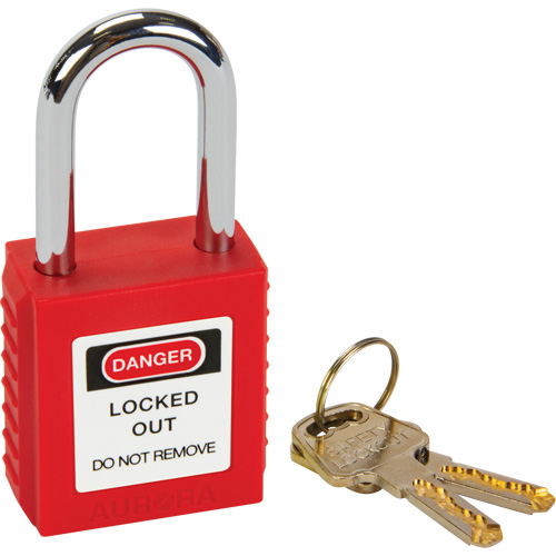 Verrouillage pour les consignations, Cadenas de s&eacute;curit&eacute;, Cl&eacute;s diff&eacute;rentes, Thermoplastique, Largeur de 1-1/2" Haskins Industrial Inc.