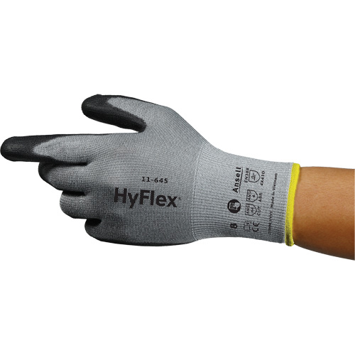 Gants anti-coupures HyFlex 11-645, Taille 5, Calibre 13, Rev&ecirc;tement Polyur&eacute;thane, Enveloppe en Intercept, ASTM ANSI niveau A4/EN 388 niveau D Haskins Industrial Inc.
