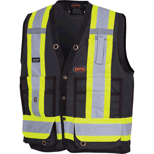 6692BK Surveyor's Safety Vest, Black, Medium, Polyester Haskins Industrial Inc.