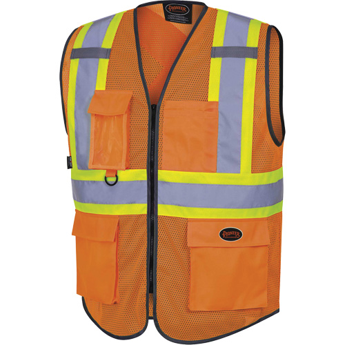 6960 Front Mesh Safety Vest, High Visibility Orange, Medium, Polyester Haskins Industrial Inc.