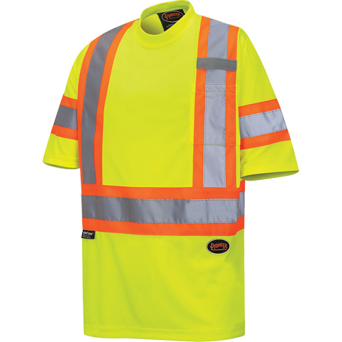 6971 Bird's-Eye Safety T-Shirt, Polyester, X-Small, High Visibility Lime-Yellow Haskins Industrial Inc.