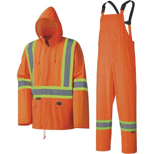5598 Lightweight Waterproof Rain Suit, Polyester/PVC, Small, High Visibility Orange Haskins Industrial Inc.