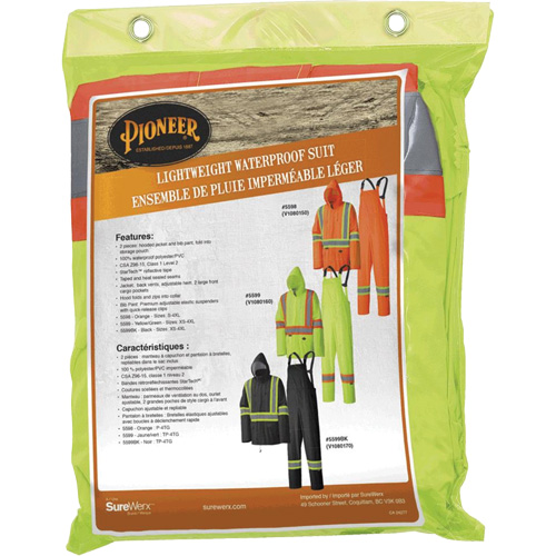 5599 Lightweight Waterproof Rain Suit, Polyester/PVC, X-Small, High Visibility Lime-Yellow Haskins Industrial Inc.