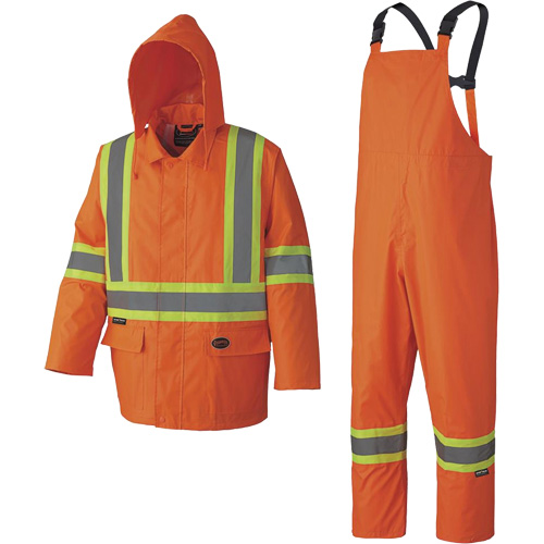 5608 210D Waterproof Rain Suit, Polyester/PVC, Small, High Visibility Orange Haskins Industrial Inc.