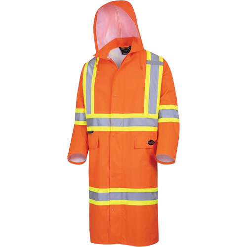 5630 Manteau long imperm&eacute;able The Rock 300D, Polyester, Petit, Orange haute visibilit&eacute; Haskins Industrial Inc.
