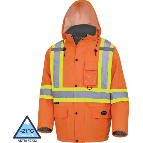 5030 Waterproof Quilted Safety Parka, High Visibility Orange, Small Haskins Industrial Inc.