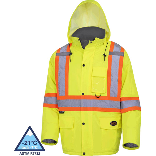 5031 Waterproof Quilted Safety Parka, High Visibility Lime-Yellow, Small Haskins Industrial Inc.