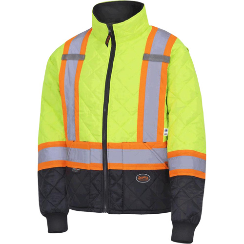 5016 Quilted Freezer Jacket, Polyester, Black/High Visibility Lime-Yellow, X-Small Haskins Industrial Inc.