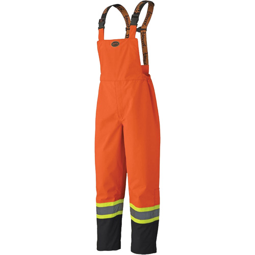 5404 300D Trilobal Ripstop Waterproof Bib Pants, Polyester, Small, Black/High Visibility Orange Haskins Industrial Inc.