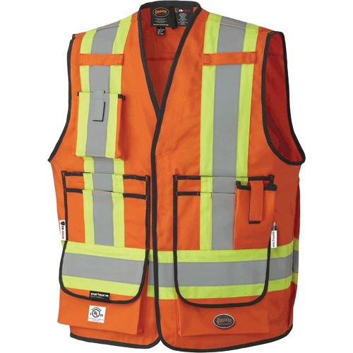 7732 FR-Tech&reg; Flame-Resistant Arc Surveyor's Vest, Small, High Visibility Orange, 9.7 cal/cm² Haskins Industrial Inc.
