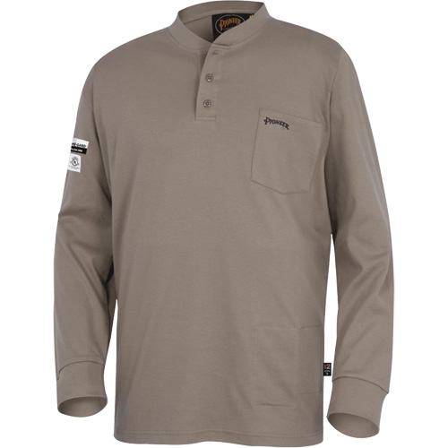 331 FR Interlock Henley Shirt, Small, Beige Haskins Industrial Inc.