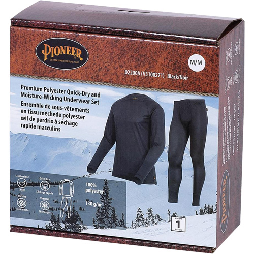 D2200A Premium Quick-Dry & Moisture-Wicking Underwear Set, Men's, X-Small, Black Haskins Industrial Inc.