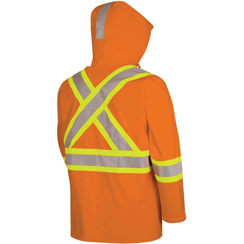5880 Manteau de pluie ignifuge et protection contre les &eacute;clats d'arc &eacute;lectrique, T-petit, Orange haute visibilit&eacute;, 10 cal/cm² Haskins Industrial Inc.
