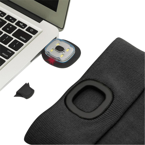 5678 Tuque en tricot avec lampe frontale &agrave; DEL, Doublure en Molleton, Taille unique, Noir Haskins Industrial Inc.