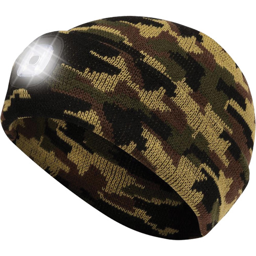 5677 Tuque en tricot avec lampe frontale &agrave; DEL, Doublure en Molleton, Taille unique, Camo Haskins Industrial Inc.