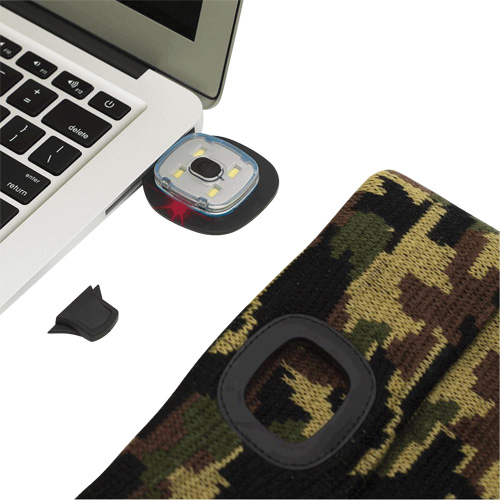 5677 Tuque en tricot avec lampe frontale &agrave; DEL, Doublure en Molleton, Taille unique, Camo Haskins Industrial Inc.