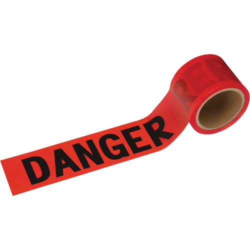 388 Danger Tape, Bilingual, 3" W x 200' L, 1.5 mils, Black on Red Haskins Industrial Inc.