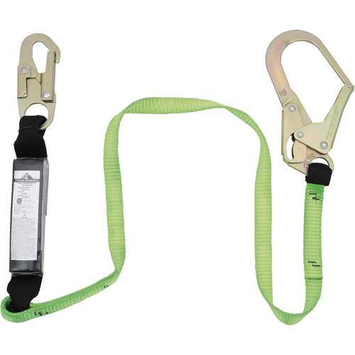 SA-5402-4 Shock Absorbing Lanyard, 4', Rebar Hook Center, Snap Hook Leg Ends, Polyester Haskins Industrial Inc.