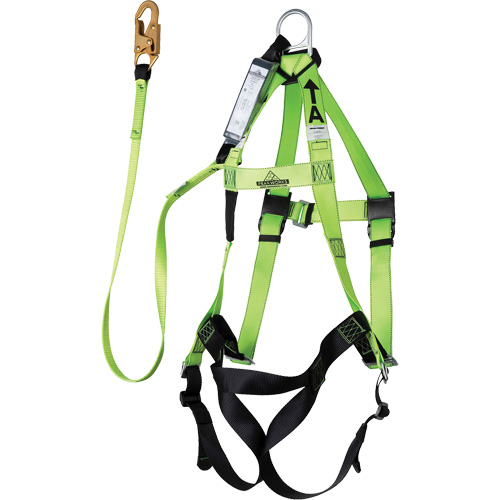 FBH-10000A6440-6 Contractor Series Safety Harness with Shock Absorbing Lanyard, Harness/Lanyard Combo Haskins Industrial Inc.