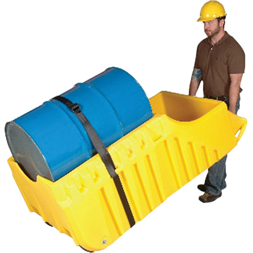 Drum Dolly, 26.5" L x 26.5" W x 5" H, 800 US gal. Spill Cap. Haskins Industrial Inc.