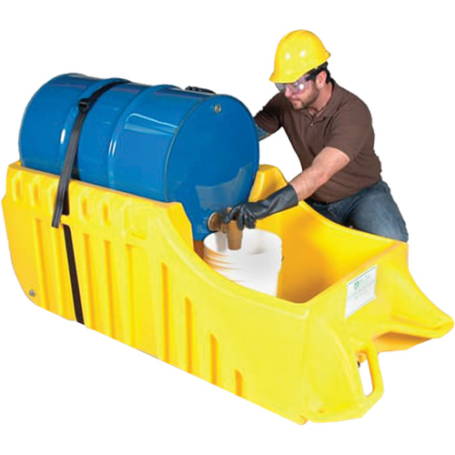 Drum Dolly, 26.5" L x 26.5" W x 5" H, 800 US gal. Spill Cap. Haskins Industrial Inc.