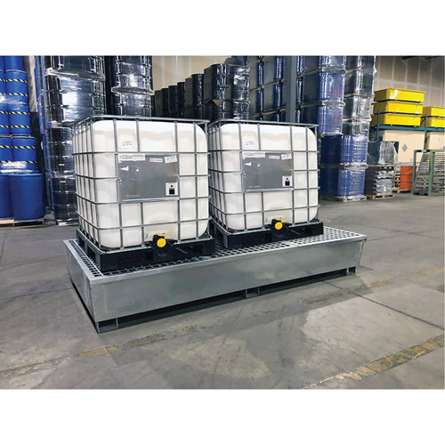 Steel Ultra-Twin IBC Spill Pallet&reg;, 370 US gal. Spill Capacity, 103.8" x 26.8" x 51.1" Haskins Industrial Inc.