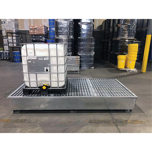 Steel Ultra-Twin IBC Spill Pallet&reg;, 370 US gal. Spill Capacity, 103.8" x 26.8" x 51.1" Haskins Industrial Inc.