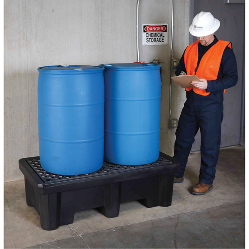 Ultra-Spill Pallet mod&egrave;le &eacute;conomique, 2 barils, Capacit&eacute; de d&eacute;versement 66 gal. US, 53" x 29" x 16,5" Haskins Industrial Inc.