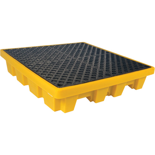 Ultra-Spill Pallet emboitable, 4 barils, Capacit&eacute; de d&eacute;versement 66 gal. US, 51" x 51" x 10" Haskins Industrial Inc.