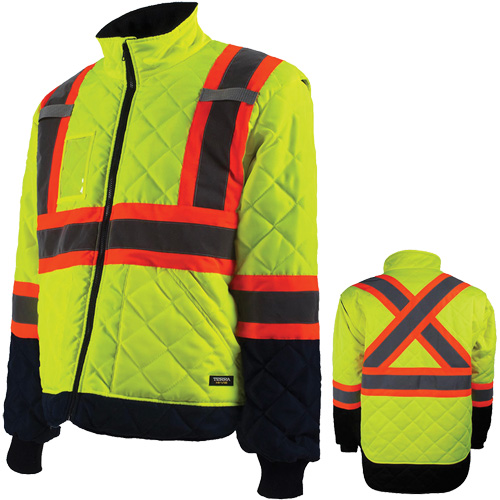 Manteau pour installations frigorifiques, Polyester, Orange haute visibilit&eacute;, Grand Haskins Industrial Inc.