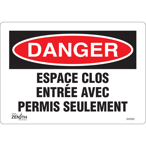 "Espace clos" Sign, 7" x 10", Vinyl, French Haskins Industrial Inc.