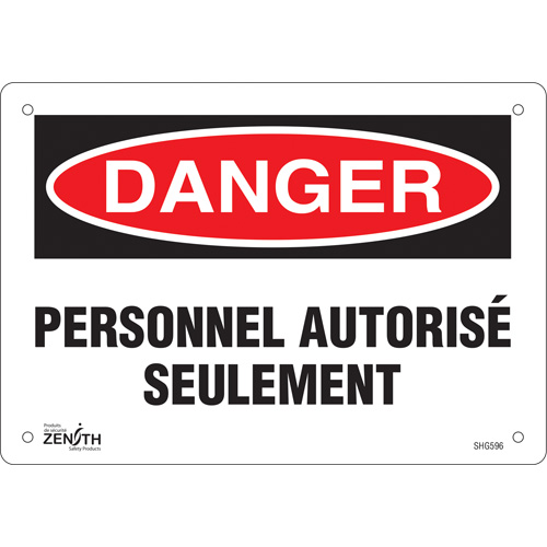 "Personnel autoris&eacute; seulement" Sign, 7" x 10", Plastic, French Haskins Industrial Inc.
