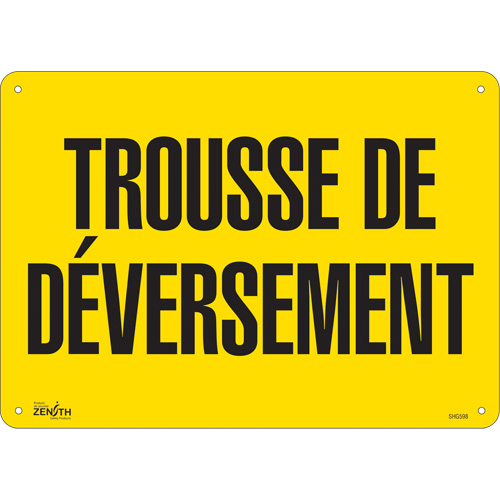 Enseigne  Trousse de d&eacute;versement , 10" x 14", Plastique, Français Haskins Industrial Inc.