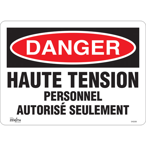 "Haute tension" Sign, 10" x 14", Vinyl, French Haskins Industrial Inc.