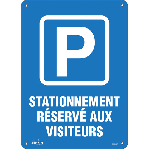 Enseigne  Stationnement r&eacute;serv&eacute; aux visiteurs , 10" x 14", Plastique, Français avec pictogramme Haskins Industrial Inc.