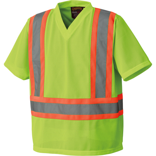 5993P Mesh Safety T-Shirt, Polyester, Small, High Visibility Lime-Yellow Haskins Industrial Inc.
