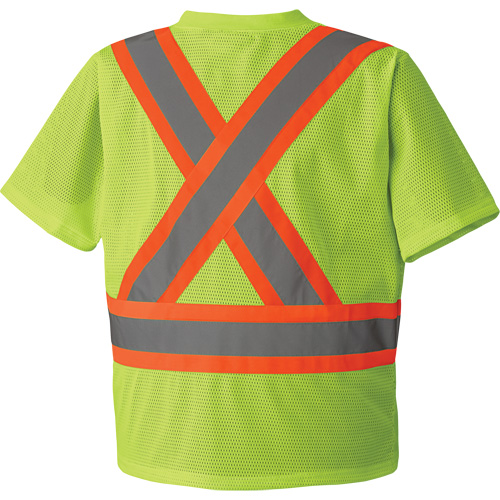5993P Mesh Safety T-Shirt, Polyester, Small, High Visibility Lime-Yellow Haskins Industrial Inc.