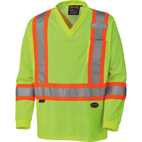 6985 Traffic Micro Mesh Long-Sleeved Safety Shirt, Small, High Visibility Lime-Yellow Haskins Industrial Inc.