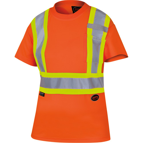 6948 Women's Bird's-Eye Safety T-Shirt, Polyester, X-Small, High Visibility Orange Haskins Industrial Inc.