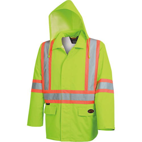 5628 The Rock  Waterproof Safety Jacket, Polyester/Polyurethane, High Visibility Lime-Yellow, Small Haskins Industrial Inc.