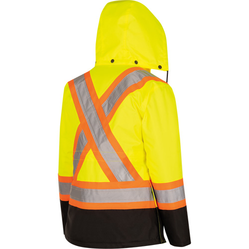 5021BBW Women's  7-in-1 Waterproof Jacket with Hood, Polyester/Polyurethane, High Visibility Lime-Yellow, X-Small Haskins Industrial Inc.