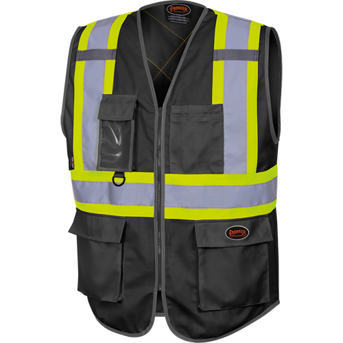 6959BK Tricot High-Visibility Safety Vest with Zipper Closure, Black, X-Small, Polyester Haskins Industrial Inc.