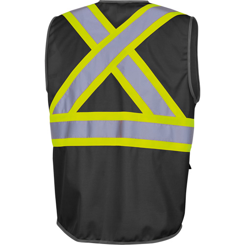 6959BK Tricot High-Visibility Safety Vest with Zipper Closure, Black, X-Small, Polyester Haskins Industrial Inc.