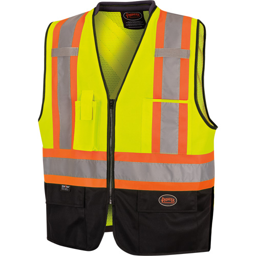 6895 Veste de s&eacute;curit&eacute; haute visibilit&eacute; bicolore avec fermeture &agrave; glissi&egrave;re sur tout le devant, Noir/Jaune lime haute visibilit&eacute;, 2T-Grand/3T-Grand, Polyester Haskins Industrial Inc.