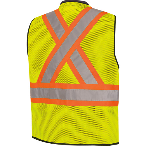 6895 Veste de s&eacute;curit&eacute; haute visibilit&eacute; bicolore avec fermeture &agrave; glissi&egrave;re sur tout le devant, Noir/Jaune lime haute visibilit&eacute;, 2T-Grand/3T-Grand, Polyester Haskins Industrial Inc.