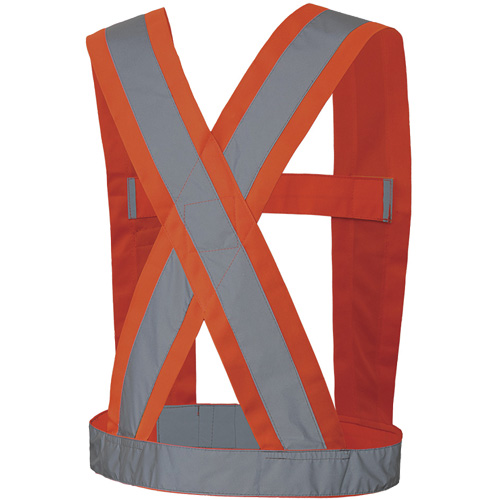 5491 High-Visibility 4" Wide Adjustable Safety Sash, Meets/Exceeds CSA Z96 Class 2 - Level 2, High Visibility Orange, Silver Reflective Colour, One Size Haskins Industrial Inc.