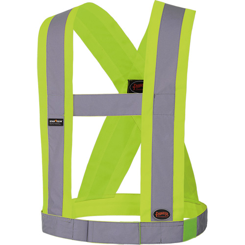5493 High-Visibility 4" Wide Adjustable Safety Sash, Meets/Exceeds CSA Z96 Class 2 - Level 2, High Visibility Lime-Yellow, Silver Reflective Colour, One Size Haskins Industrial Inc.